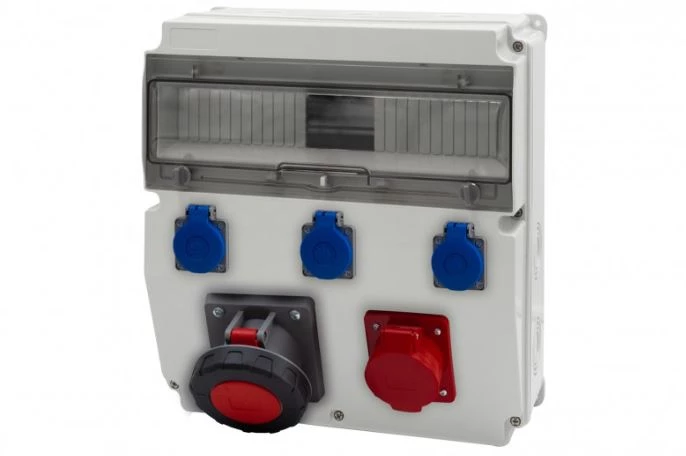 Rozdzielnica CAJA 15M - gniazda 16A 5p, 63A 5p, 3x230V /15 modułów/ IP44