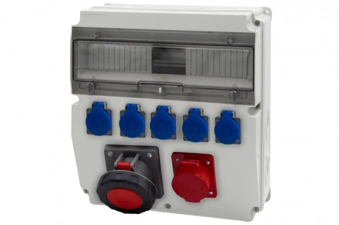 Rozdzielnica CAJA 15M - gniazda 16A 5p, 63A 5p, 5x230V /15 modułów/ IP44
