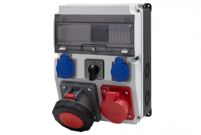 Rozdzielnica CAJA 12M BICOLOR - gniazda 16A 5p, 63A 5p, 2x230V, L/P(63A) /12 modułów/ IP44