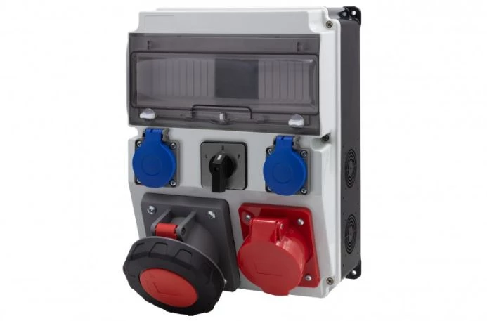 Rozdzielnica CAJA 12M BICOLOR - gniazda 32A 5p, 63A 5p, 2x230V, L/P(63A) /12 modułów/ IP44