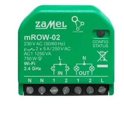 SUPLA Odbiornik dopuszkowy WI-FI 2-kanałowy dwukierunkowy miniaturowy mROW-02 SPL10000037