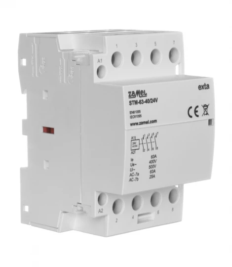 Stycznik modułowy instalacyjny 63A, 4xNO, 24V AC/DC, typ: STM-63-40/24V EXT10000300