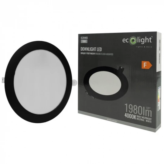 DOWNLIGHT P/T OKRĄG 18W 4000K CZARNY DL-1 EC20465