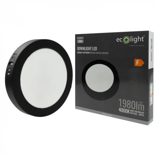 DOWNLIGHT N/T OKRĄG 18W 4000K CZARNY DL-1 EC20473