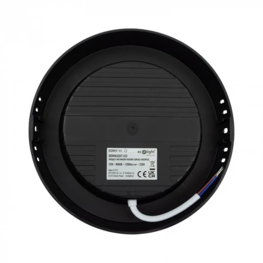 DOWNLIGHT N/T OKRĄG 12W 4000K CZARNY DL-1  EC20472