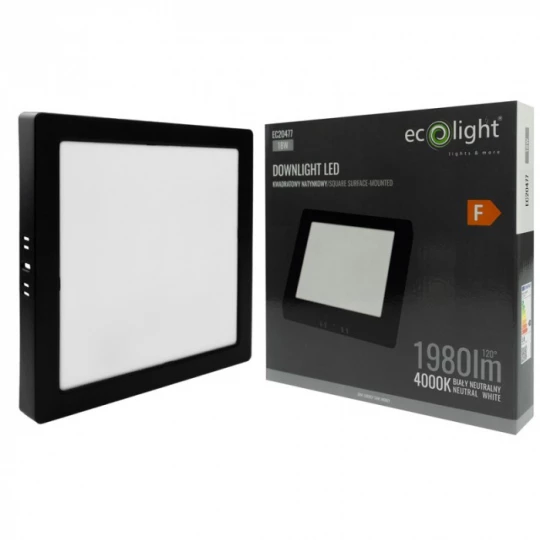 DOWNLIGHT N/T KWADRAT 18W 4000K CZARNY DL-1  EC20477