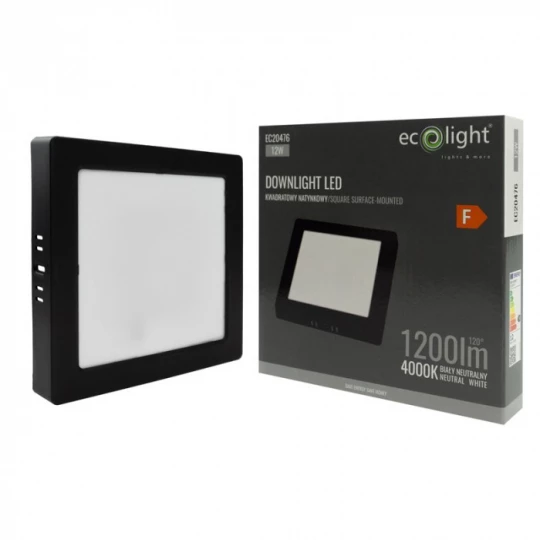 DOWNLIGHT N/T KWADRAT 12W 4000K CZARNY DL-1  EC20476