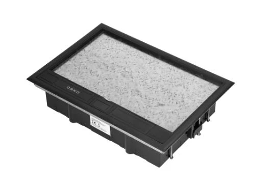 Puszka podłogowa na gniazda modułowe 8 x 45x45mm lub 16 x 22,5x45mm, pokrywa: materiał własny, czarna