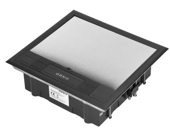 Puszka podłogowa na gniazda modułowe 6 x 45x45mm lub 12 x 22,5x45mm, pokrywa: plastik, czarna