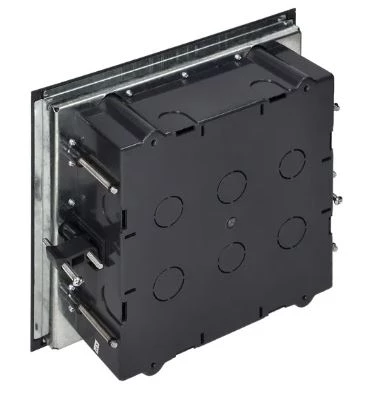 Puszka podłogowa na gniazda modułowe 6 x 45x45mm lub 12 x 22,5x45mm, pokrywa: materiał własny, czarna