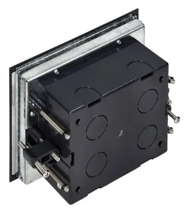Puszka podłogowa na gniazda modułowe 4 x 45x45mm lub 8 x 22,5x45mm, pokrywa: plastik, czarna