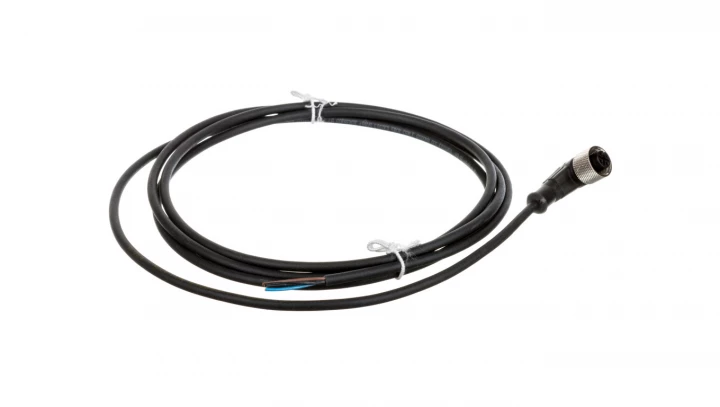 Złącze żeńskie M12 kątowe 3-pinowe kabel 2m PUR z LED XZCP1264L2