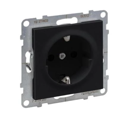 SUNO2 Gniazdo SCHUKO 2P+Z czarne 16A 250V zaciski automatyczne z przesłoną 721420
