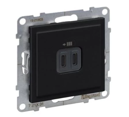 SUNO2 Gniazdo USB typ A +C 3A 5V czarne 721431