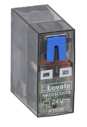 Przekaźnik miniaturowy ze wskaźnikiem LED i przyciskiem mechanicznym, sterowanie 24VDC, 1C/O, 16A, do gniazd HR5XS2.. (maks. 10A