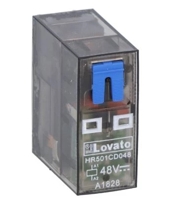 Przekaźnik miniaturowy ze wskaźnikiem LED i przyciskiem mechanicznym, sterowanie 48VDC, 1C/O, 16A, do gniazd HR5XS2.. (maks. 10A