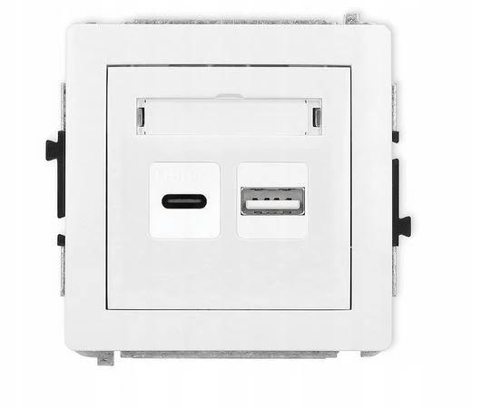 DECO Mechanizm ładowarki USB podwójnej USB C + USB A, 20W max., biały DCUSB-8