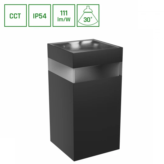 TORRE RING 9W CCT 230V IP54 99x78x156MM CZARNY KWADRATOWA ELEWACYJNA
