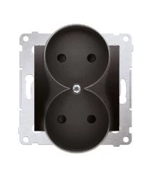 Simon 54 Gniazdo wtyczkowe b/u z przesł. podwójne (moduł) 16A 250V zaciski śrub. czarny mat do ramek S54 PREMIUM DG2MZ.01/49