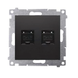 Simon 54 Gniazdo komputerowe podwójne RJ45 kategoria 6 z przesłoną przeciwkurzową (moduł) czarny mat D62.01/49