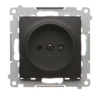 Simon 54 Gniazdo wtyczkowe bez uziemienia z przesłonami (moduł) 16A 250V zaciski śrubowe czarny mat DG1Z.01/49
