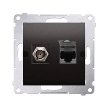 Simon 54 Gniazdo antenowe typu F + RJ45 kat.6 (moduł) czarny mat DASFRJ45.01/49