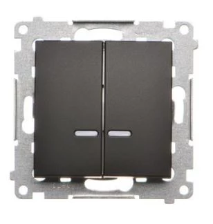 Simon 54 Łącznik świecznikowy z podśw LED i do wersji IP44 (moduł) 10AX 250V szybkozłącza czarny mat z wkładkę DU1W DW5BL.01/49