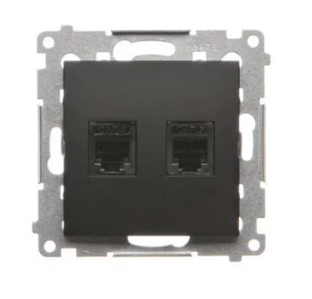 Simon 54 Gniazdo telefoniczne podwójne RJ12 (moduł) czarny mat DT2.01/49