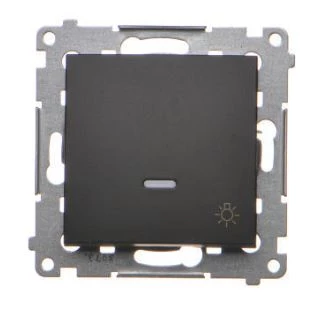 Simon 54 Przycisk światło” z podświetleniem LED (moduł) 10AX 250V szybkozłącza czarny mat DS1L.01/49