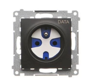 Simon 54 Gniazdo DATA z kluczem uprawniającym (moduł) 16A 250V zaciski śrubowe czarny mat DGD1.01/49