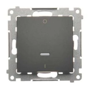 Simon 54 Łącznik dwubiegunowy z podświetleniem LED (moduł) 10AX 250V szybkozłącza czarny mat DW2L.01/49