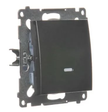 Simon 54 Łącznik jednobiegunowy z sygnalizacją załączenia LED (moduł) 10AX 250V szybkozłącza czarny mat DW1ZL.01/49