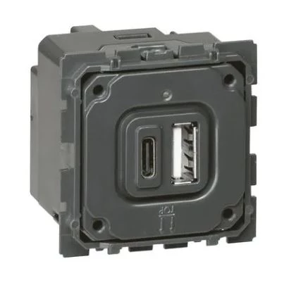 CE:GN ZASIL 2XUSB 3A TYP A+C CELIANE - Gniazdo zasilające 2 x USB 5 V - 2400 mA Typ-A + Typ-C 067465