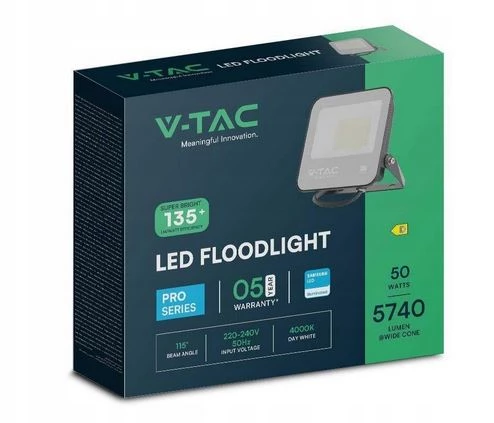 Projektor LED 50W 5740lm 4000K Dioda SAMSUNG 135LM/W IP65 Czarny 5 Lat Gwarancji 8844