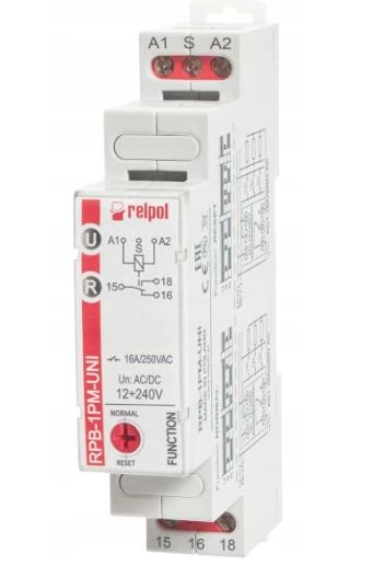 Przekaźnik bistabilny z pamięcią 1P 16A 12...240V AC/DC RPB-1PM-UNI