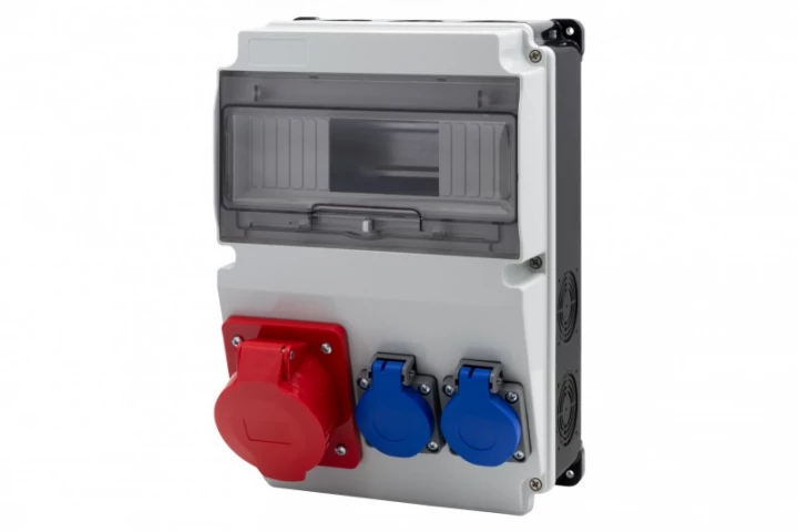 Rozdzielnica LAGO 10M BICOLOR - gniazda 16A 5p, 2x230V /10 modułów/ IP44