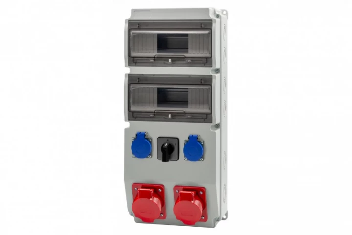 Rozdzielnica CAJA 20M - gniazda 2x16A 5p, 2x230V, 0/1(32A) /20 modułów/ IP44