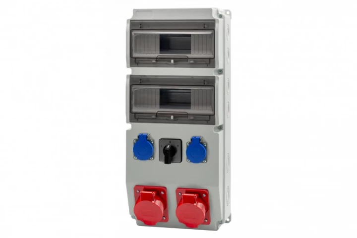Rozdzielnica CAJA 20M - gniazda 16A 5p, 32A 5p, 2x230V, L/P(32A) /20 modułów/ IP44