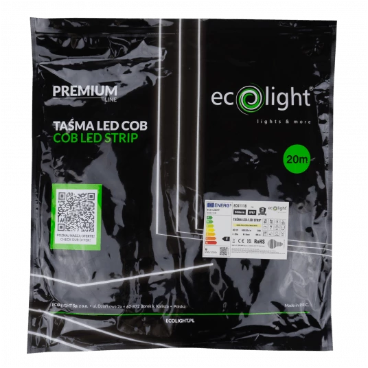 Taśma LED COB 12V 480 9W/m 3000K 945lm IP67 20m