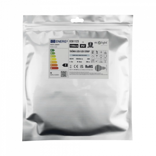 Taśma LED COB 24V 480 9W/m 4000K 1035lm IP67 5m