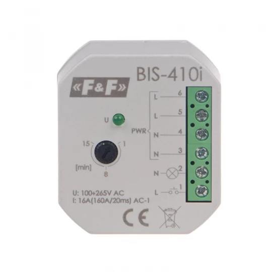 Przekaźnik impulsowy z wyłącznikiem czasowym 24V AC 16A Inrush BIS‑410‑LED