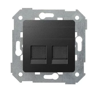 Simon 82 Pokrywa gniazda komputerowego podwójnego 2xRJ45 płaska z adapterem i przesłoną grafit 82006-38