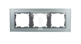 Simon 82 Ramka potrójna pozioma szklana srebro/ ramka pośrednia aluminium mat 82937-62