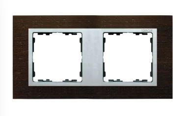 Simon 82 Ramka podwójna pozioma drewniana wenge/ ramka pośrednia aluminium mat 82927-65