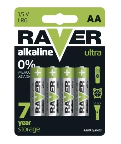 Bateria alkaliczna LR6 / AA 1,5V RAVER ULTRA B7921 /blister 4szt./