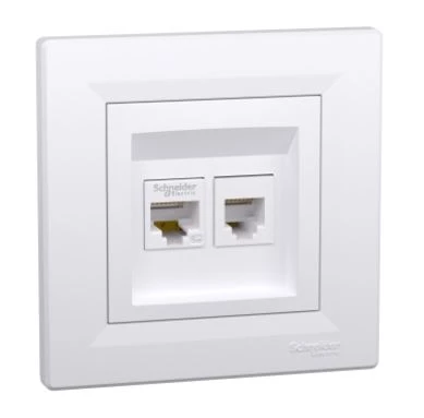 ASFORA Gniazdo teleinformatyczne kat.5e RJ45 + RJ12 białe EPH4900121
