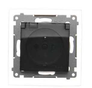 Simon 54 Gniazdo Schuko do wersji IP44 z przesłonami z uszczelką klapka transparentna antracyt DGSZ1BZ.01/48A