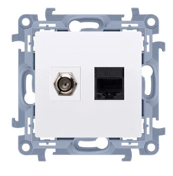 Simon 10 Gniazdo antenowe + komputerow typu F + RJ45 kat.5e białe CASFRJ455.01/11