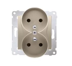 Simon 54 Nature Gniazdo podwójne z/u 16A 250V z przesłonami złoty DGZ2MZN.01/44