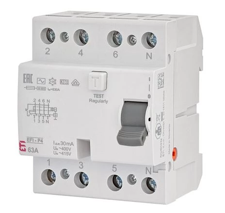 Wyłącznik różnicowoprądowy 4P 63A 0,03A EFI-P4 AC 63/0.03 002061613